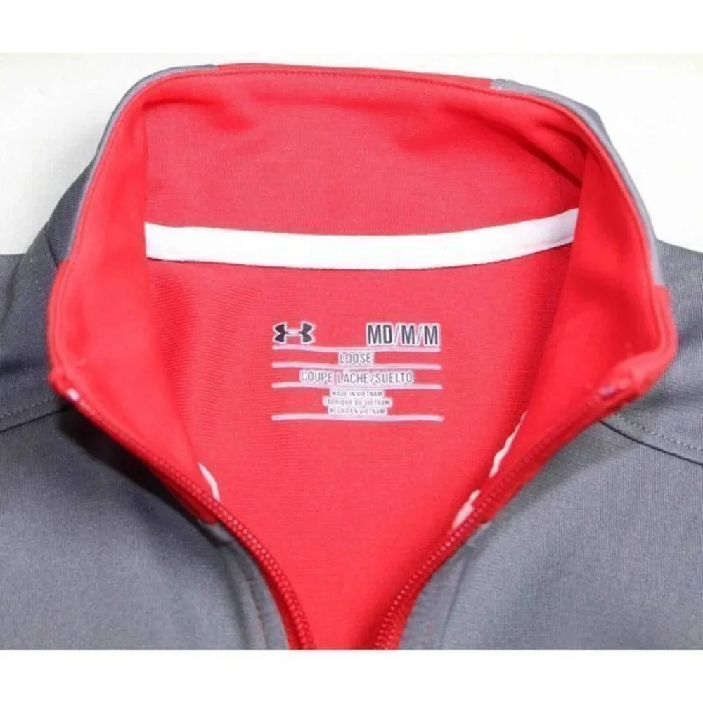 Under Armour Futbolista Red Gray Full Zip Jacket Women's‎ Medium 1259052 Pockets